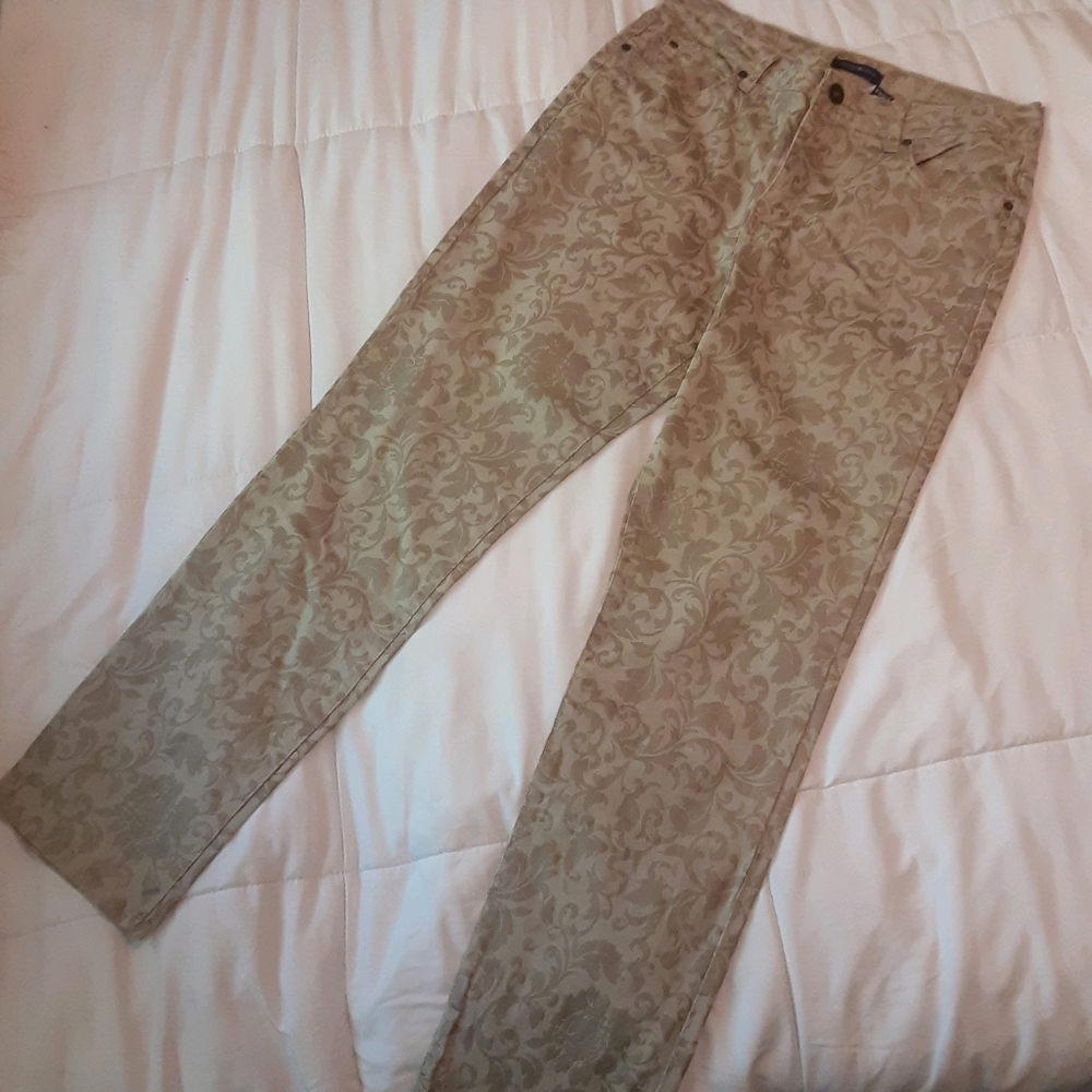 "MANDIE" by Bandolino Spandex & Cotton Khaki & Filigree Jeans Sz 12 - Picture 7 of 9